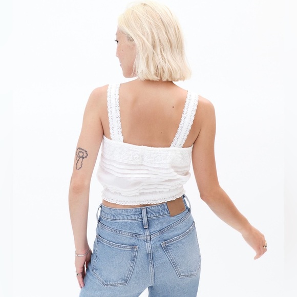 Aeropostale White Lace Trim Bubble Top - Size M - NWT - Picture 2 of 8